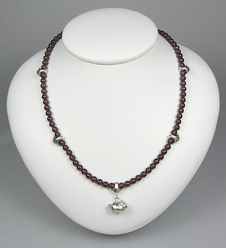 Garnet Fleur-De-Lis Necklace with Chinchilla Millennia VI