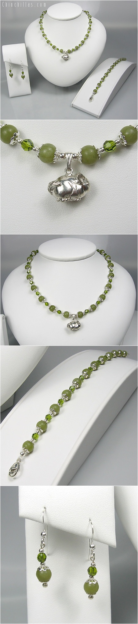 One of a Kind Silver & Jade Jewelry Set with Chinchilla Millennia IV
