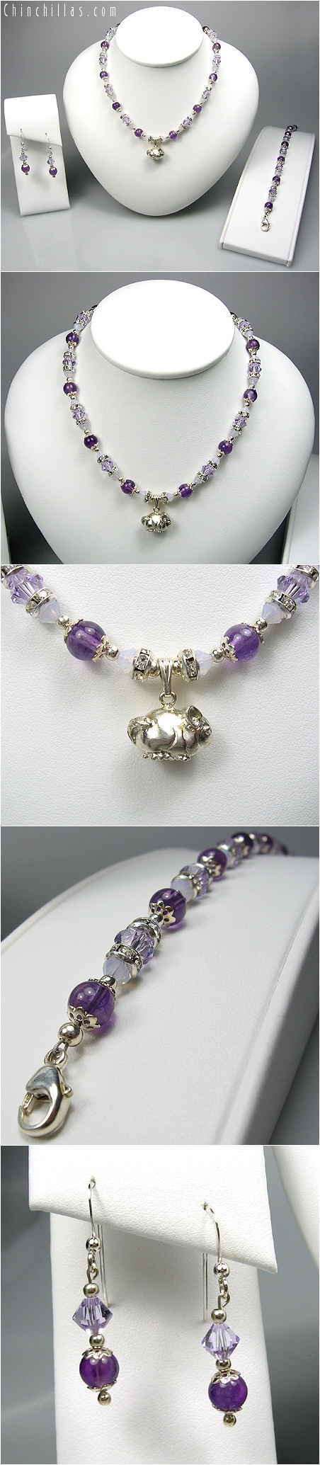 Swarovski Crystal, Amethyst & Sterling Silver Jewelry Set with Chinchilla Millennia IV