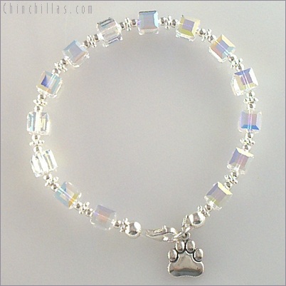 Swarovski Crystal Chinchilla Paw Charm Bracelet